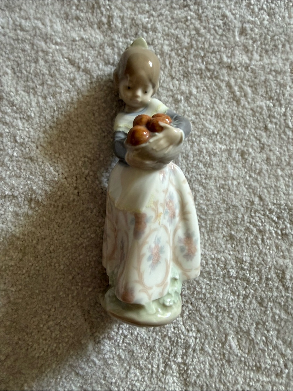 Lladro Porcelain Girl Figurine Holding Fruit - Cream & Pastel